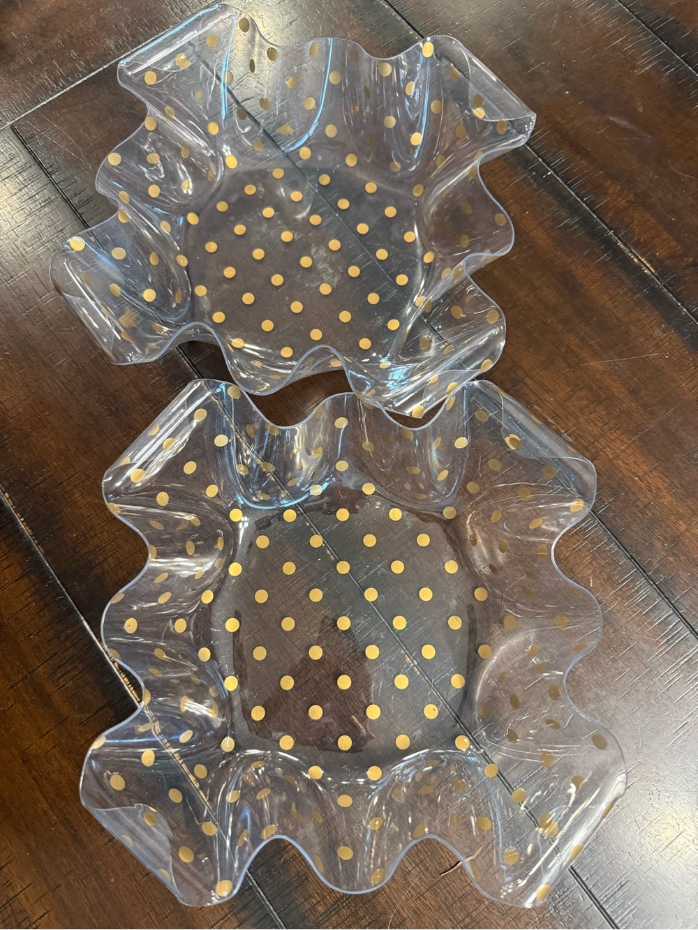 2-Clear Polka Dot Decorative Bowl – Gold Dots